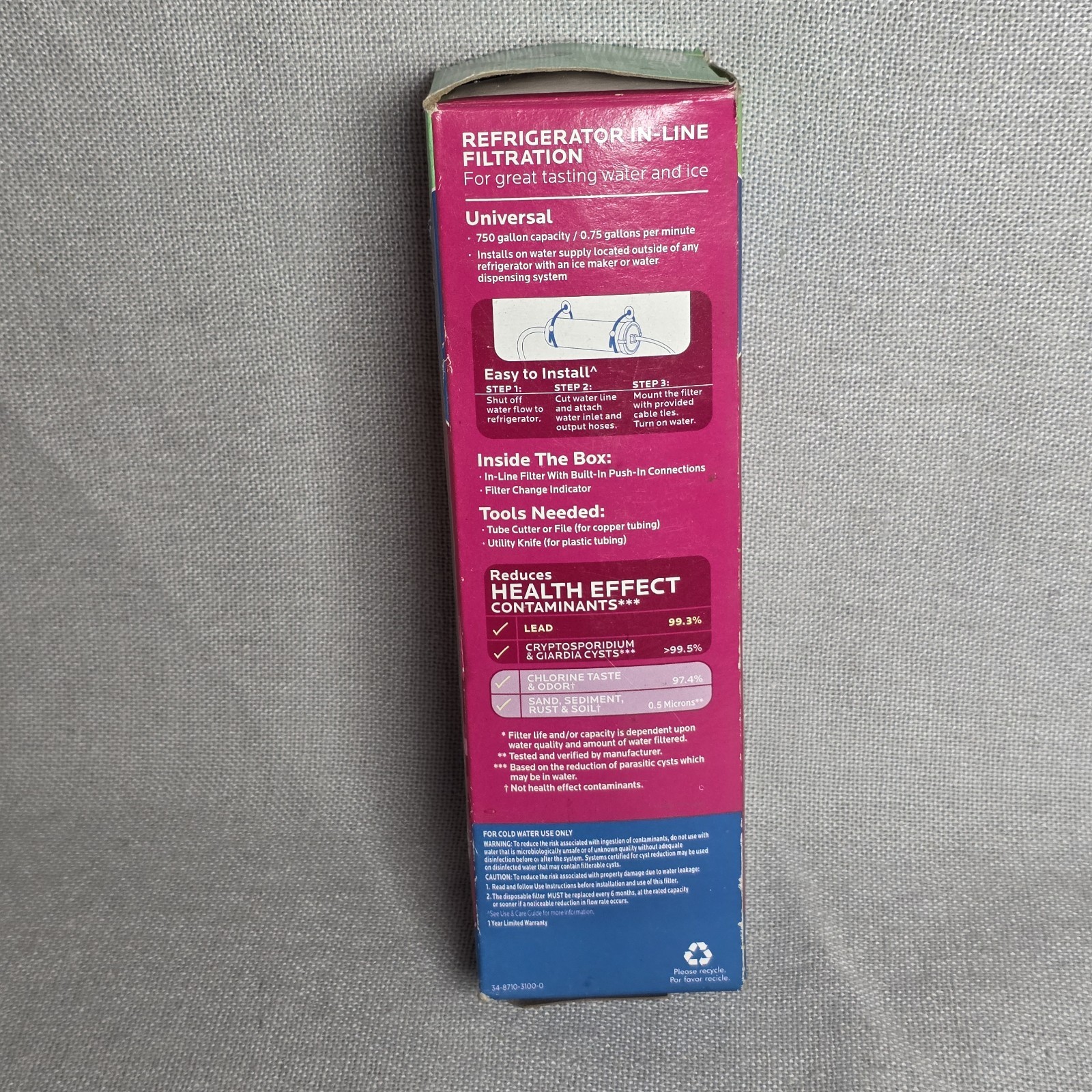 NEW 3M Filtrete Universal In Line Refrigerator Filter 6 Months 4IL-CLC-S01 2012