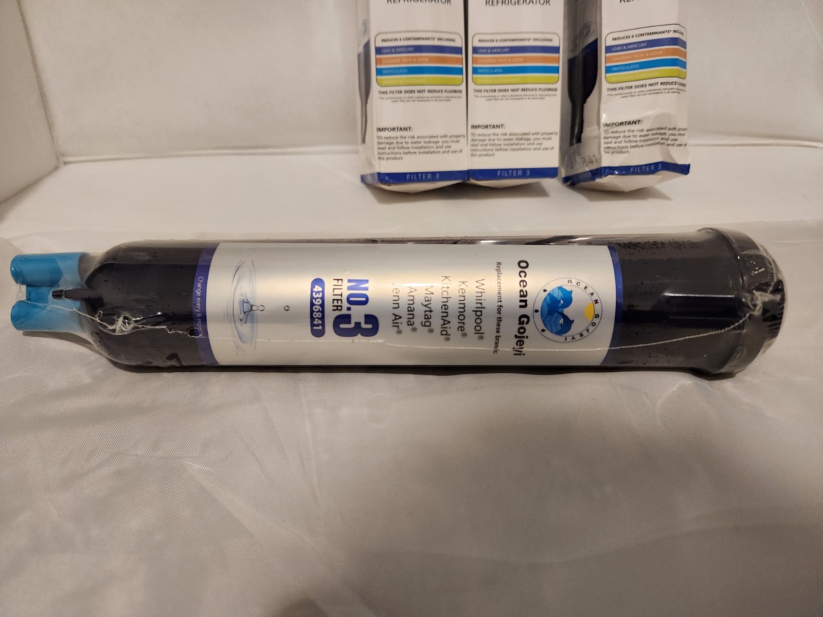 4x New Sealed Replacement Refrigerator Filter Model GP003 4396841 – Damaged Box