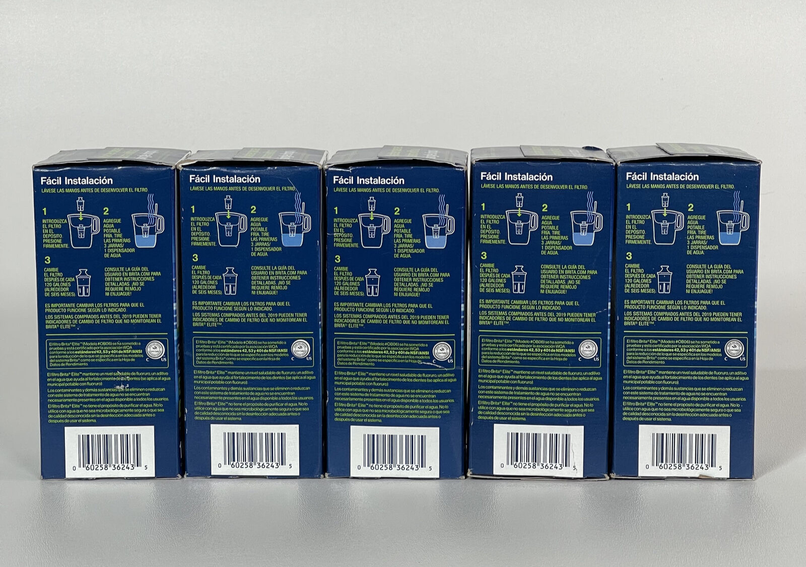 (Pack of 5) Brita Elite Replacement Filter for Brita Water Pitchers (OB06) – New