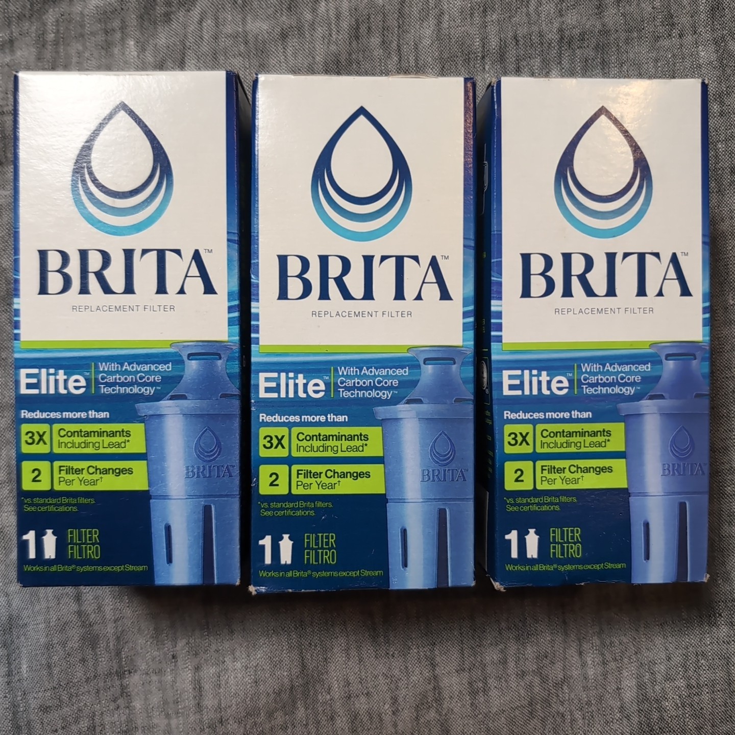 3-Pack BRITA ELITE Replacement Filter 6 Month (BRAND NEW FACTORY SEALED IN BOX)