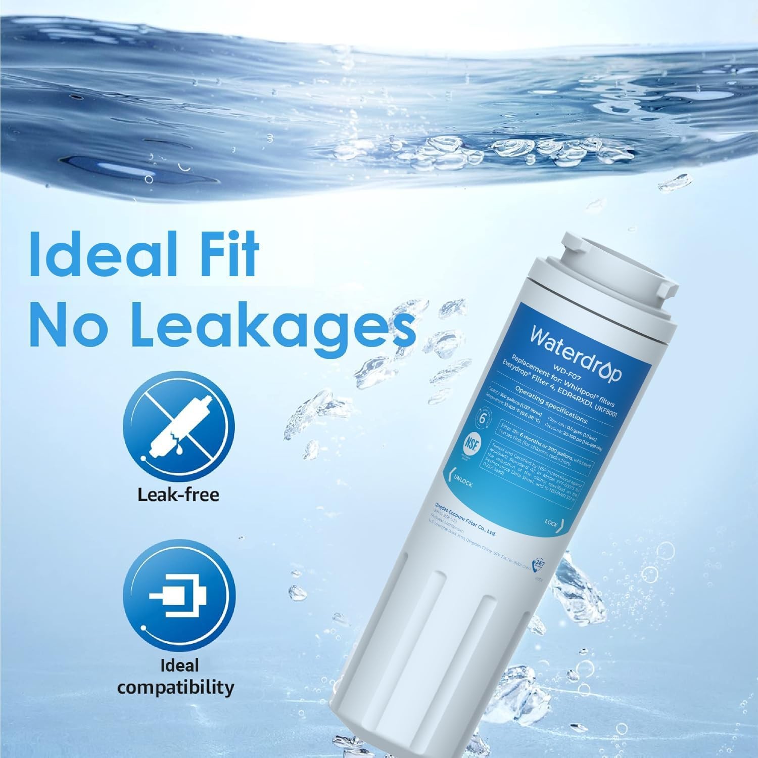 Waterdrop UKF8001 Refrigerator Water Filter, Replacement for Maytag UKF8001 (6)