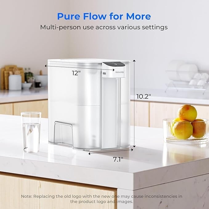 Waterdrop Mega Electric Water Filter Pitcher, Dispenser, With 2 Filter