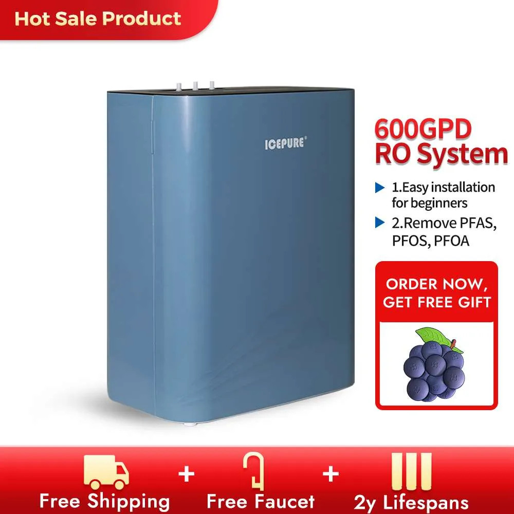 ICEPURE 600GPD Under Sink Tankless Reverse Osmosis System for home, Smart Faucet