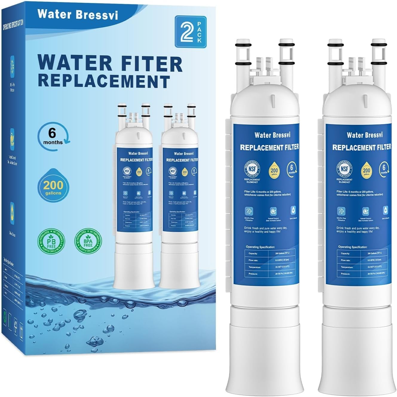 Easy Install, Leak-Free Water Filter Cartridge – 2PCS