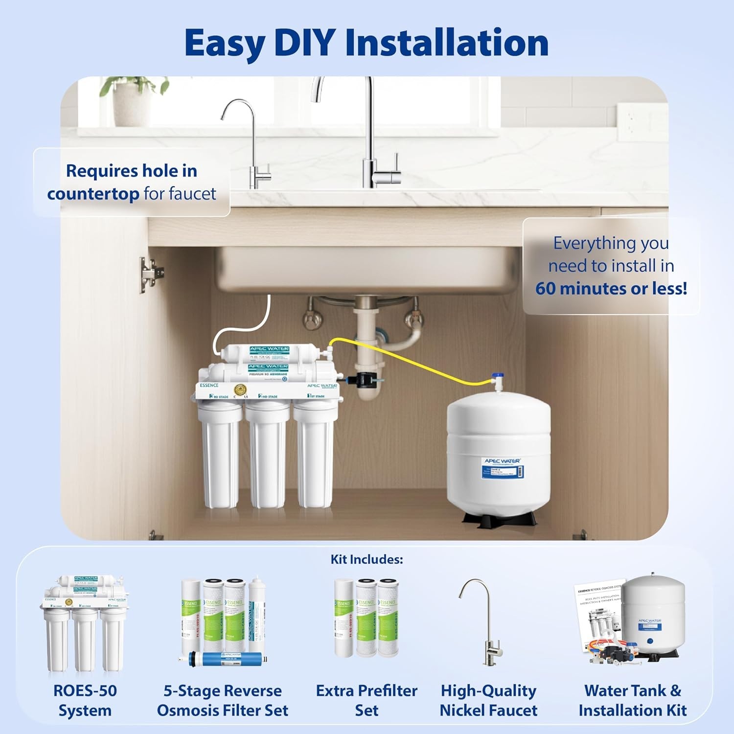 ROES-50X 5-Stage Under Sink Reverse Osmosis Water Filter System, NSF Certified 3