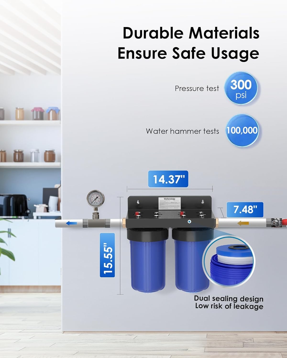 Waterdrop Whole House Water Filter System, Certified Refurbished, Reduce Lead