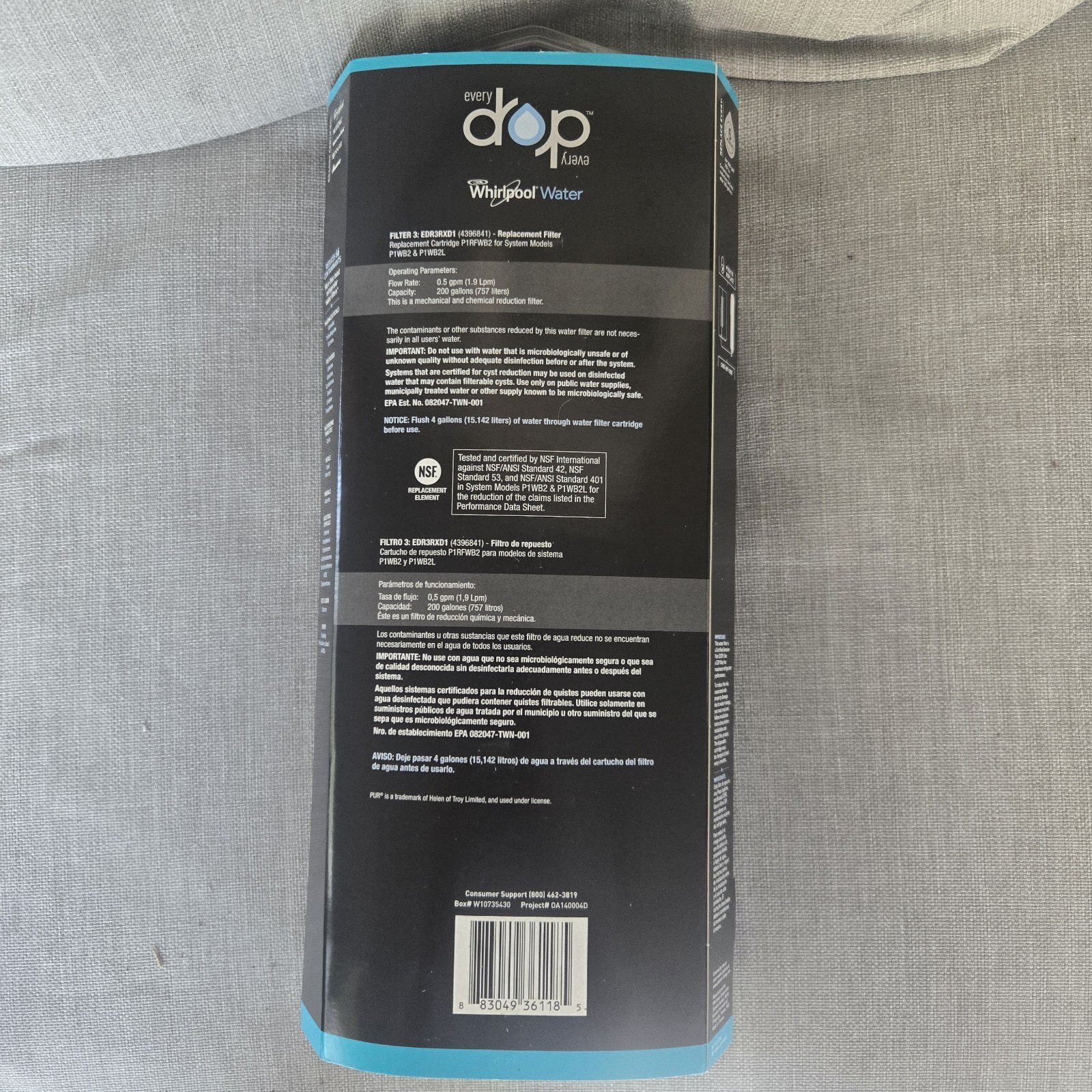 Whirlpool Water Every Drop Ice And Water Flters #3 PUR 2 PK EDR3RXD2 NEW