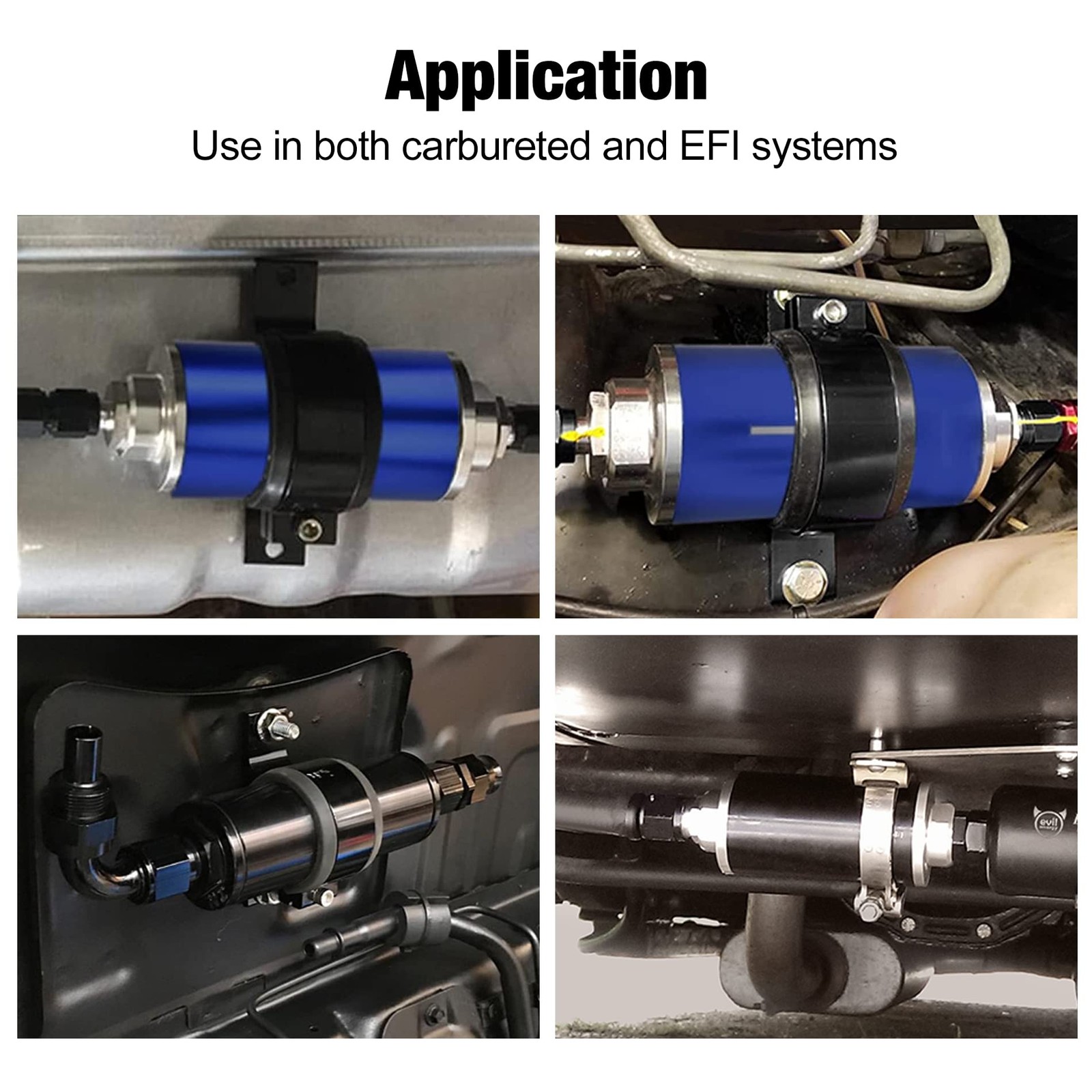 EVIL ENERGY 30 Micron Inline Fuel Filter with 6AN 8AN 30 Micron, Blue&Silver