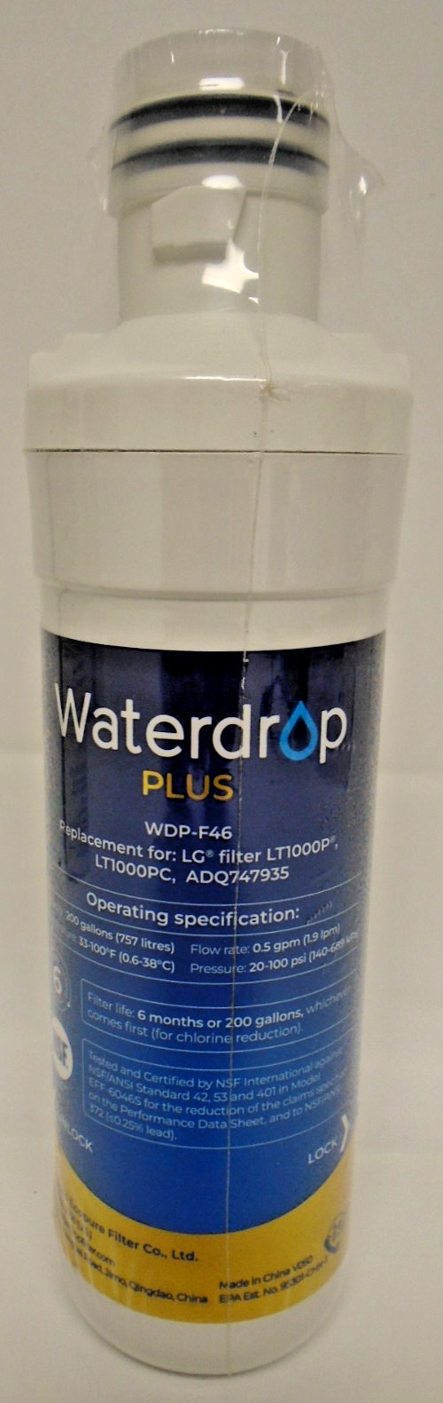 Waterdrop Plus WDP-F46 Refrigerator Water Filter For Select LG Kenmore NWOB