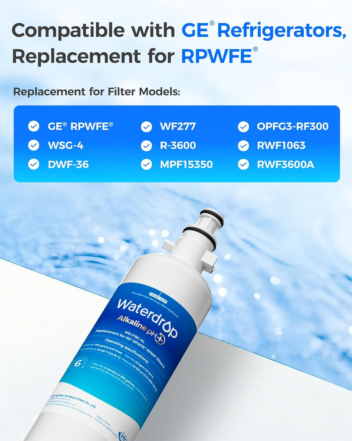 WD-F19C-AL Alkaline Water Filter for GE RPWFE RPWF GFE28GYNFS