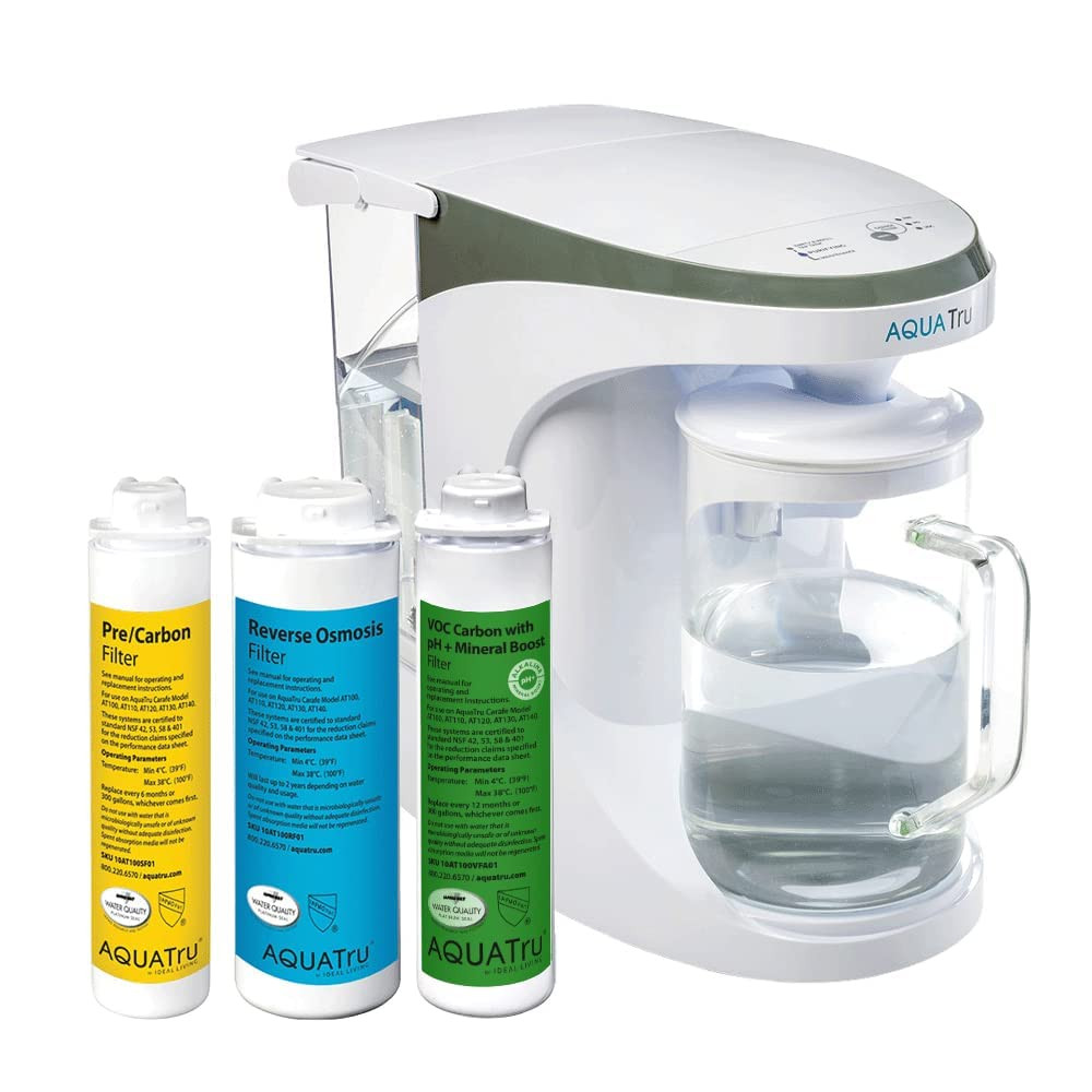 Aquatru Carafe Alkaline Countertop Water Purifier Certified 4-Stage RO System