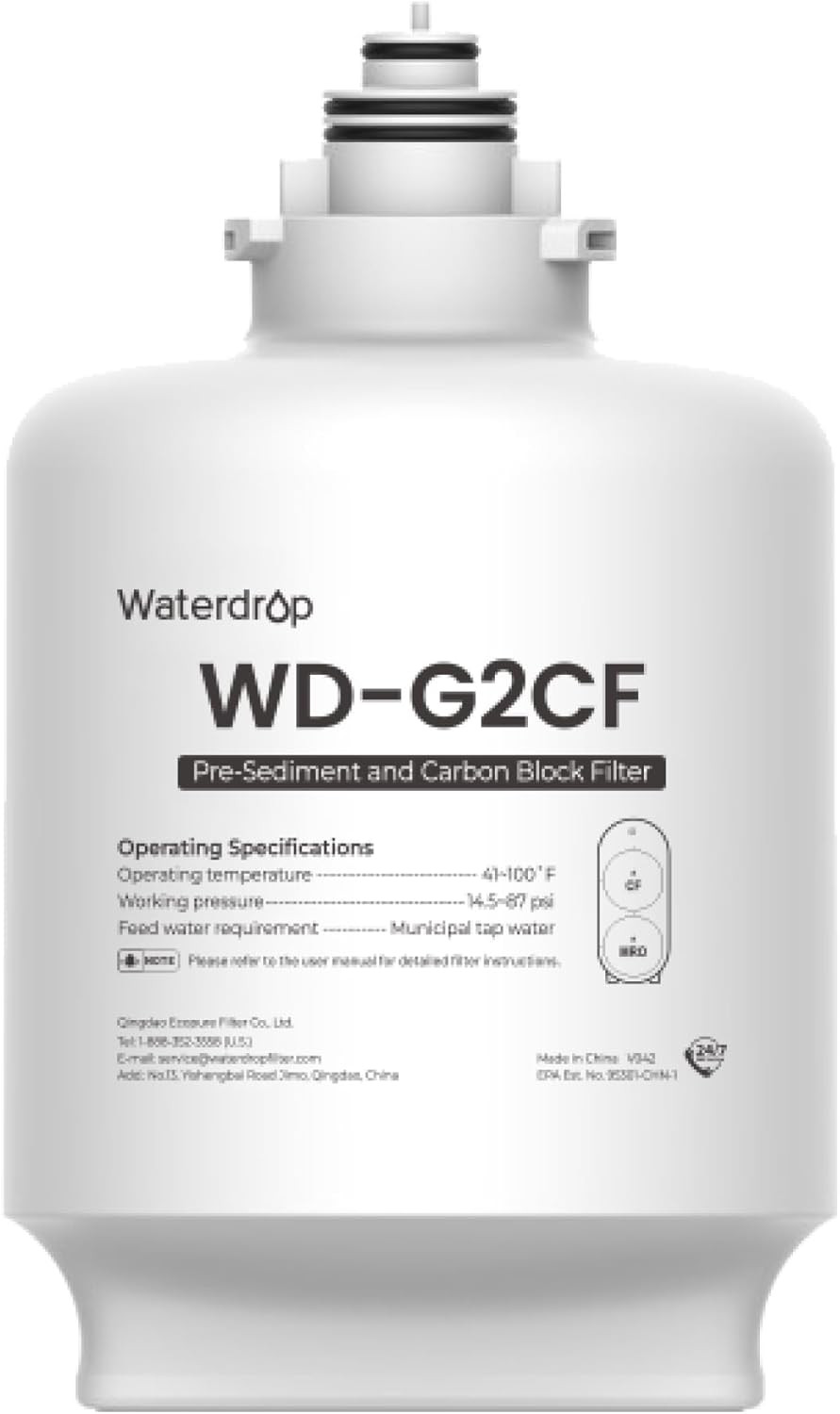 G2CF Filter, Replacement for G2 & G2P600 & G2MNR Reverse Osmosis System, 12-Mont