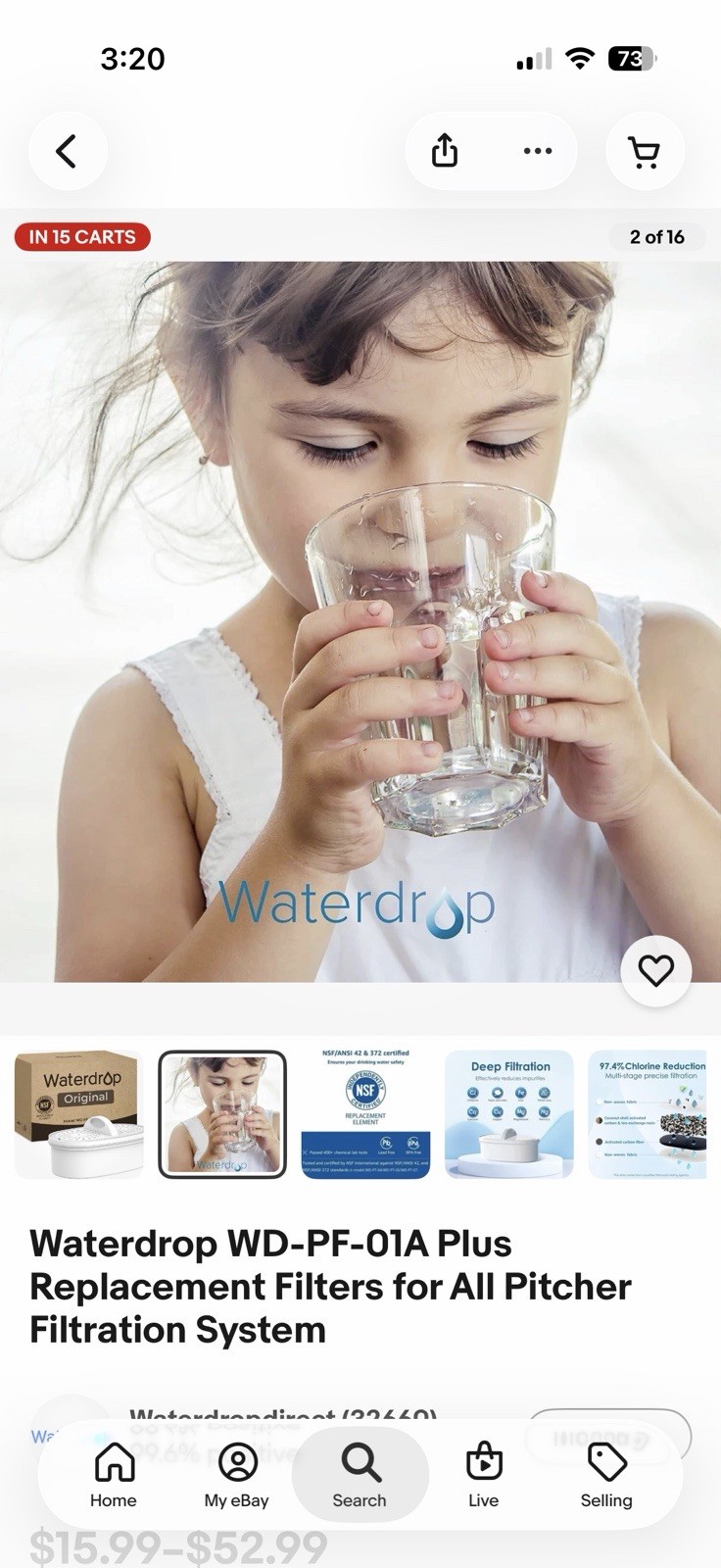 Waterdrop WD-PF-01A Plus Replacement Filters for All Pitcher Filtration System