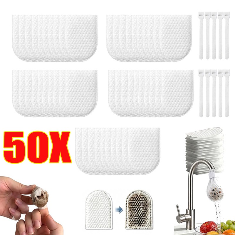 50Pcs Faucet Filter Cotton Bags,Anti-Splash Water,Remove Limescale Sand Rust