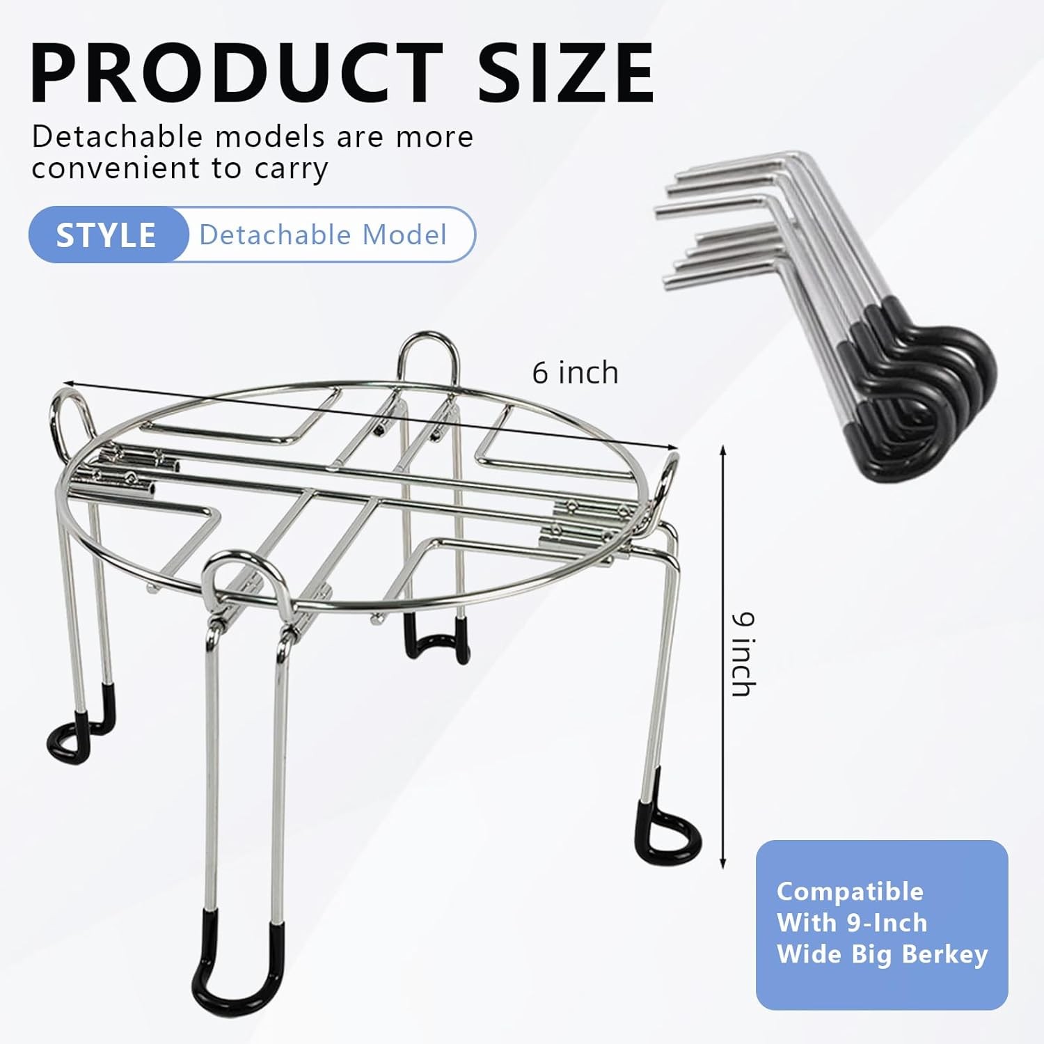 Water Filter Stand 6″ Tall by 9″ Wide CompatibleCountertop Stainless Steel Stand