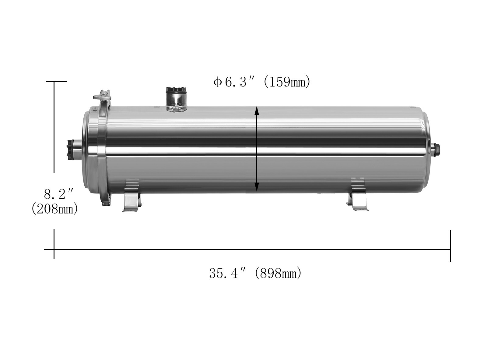 PVDF Ultrafiltration Membrane Filter 304 Stainless Steel Housing 0.01μm 8000L/h
