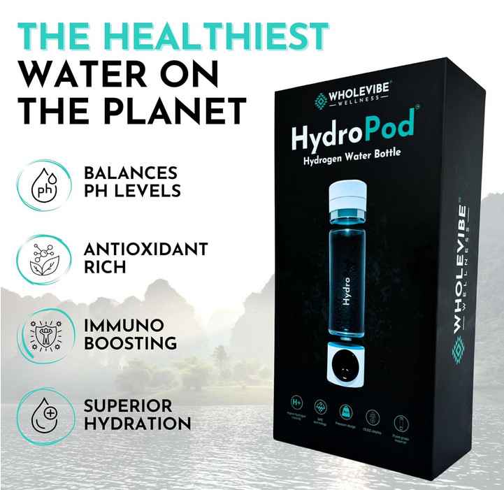Wholevibe Wellness HydroPod Hydrogen Water Bottle; Ion Water Bottle NEW Sealed