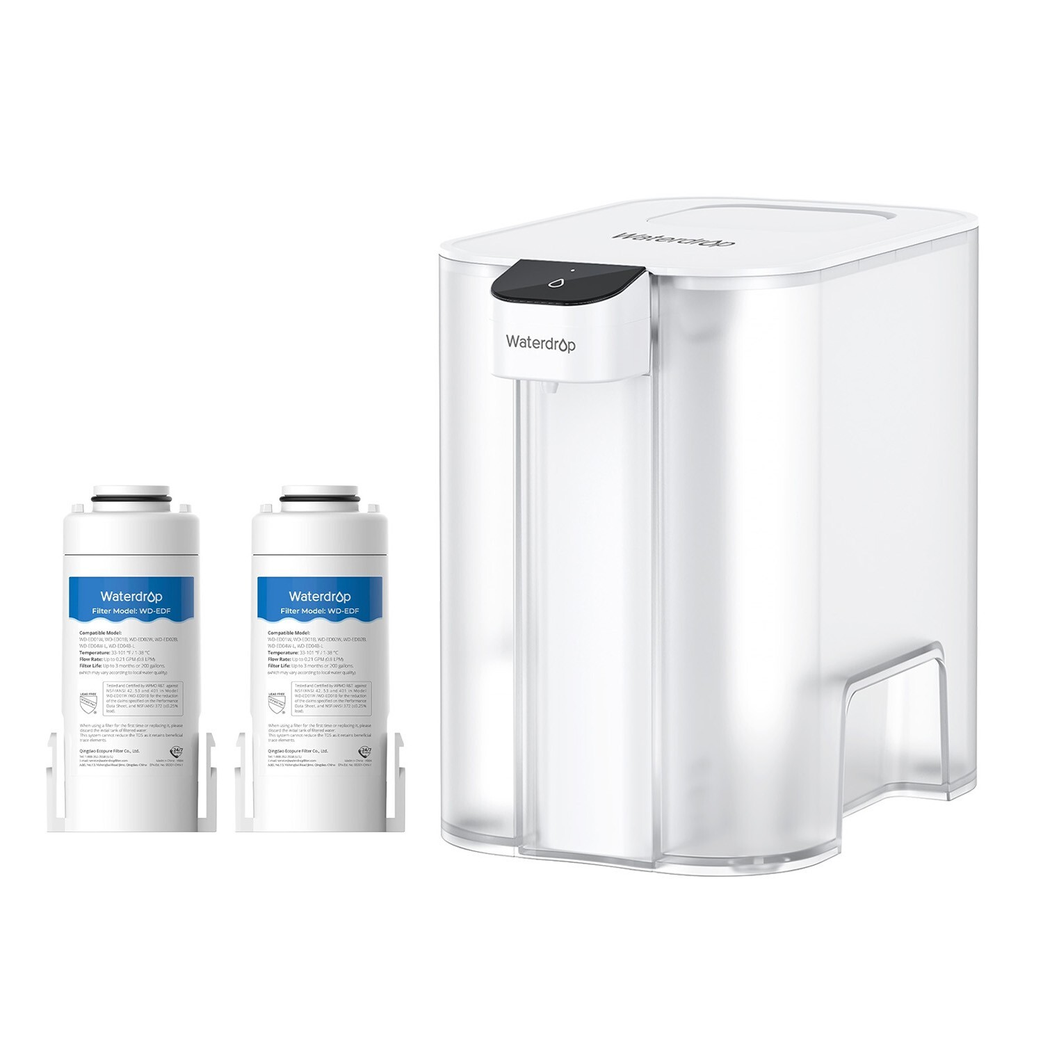 Waterdrop Mega Electric Water Filter Pitcher, Dispenser, With 2 Filter
