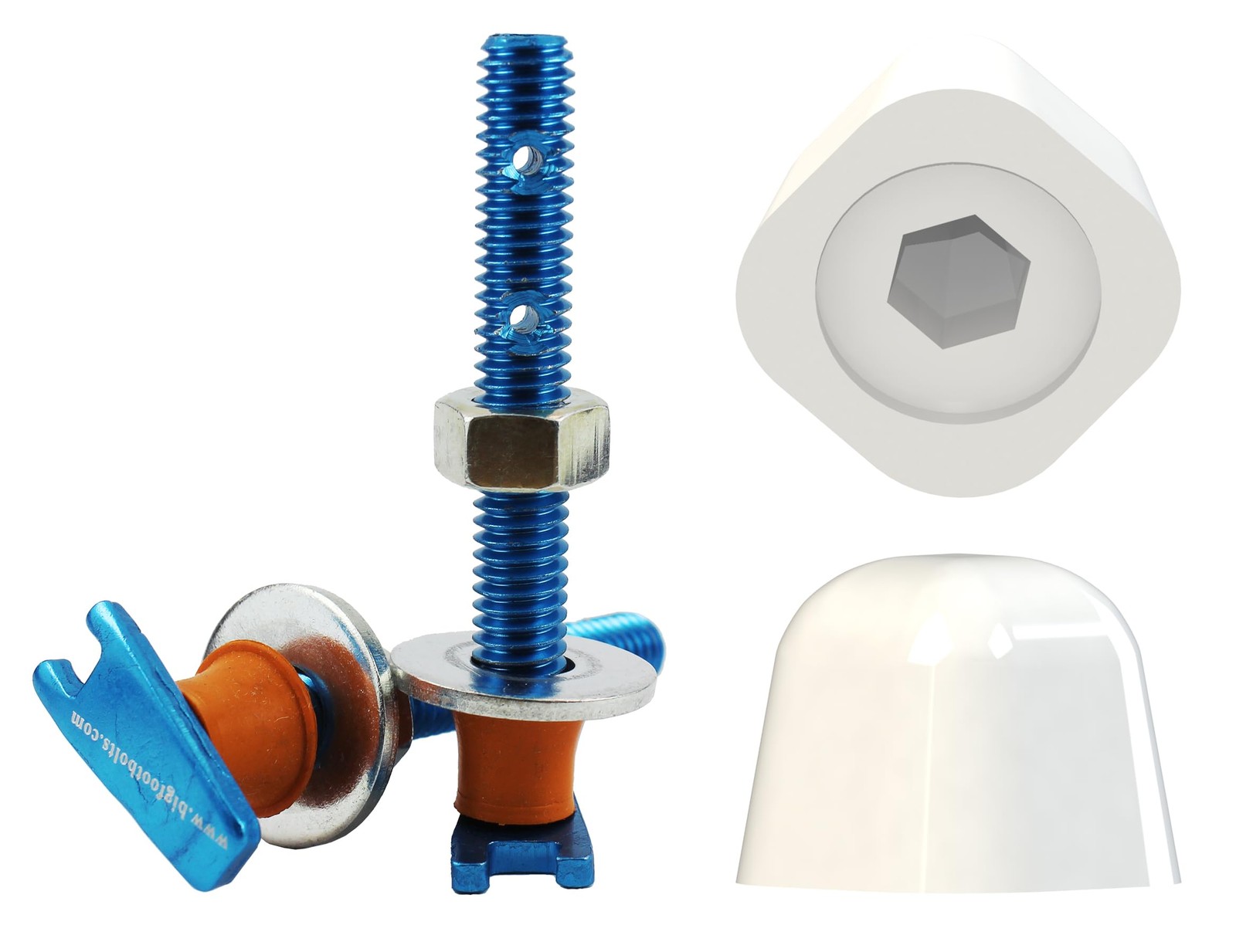 Toilet Bolts & HandTighten Caps 5/16 Inch Thread 2.5 Inch Length 1 PCS