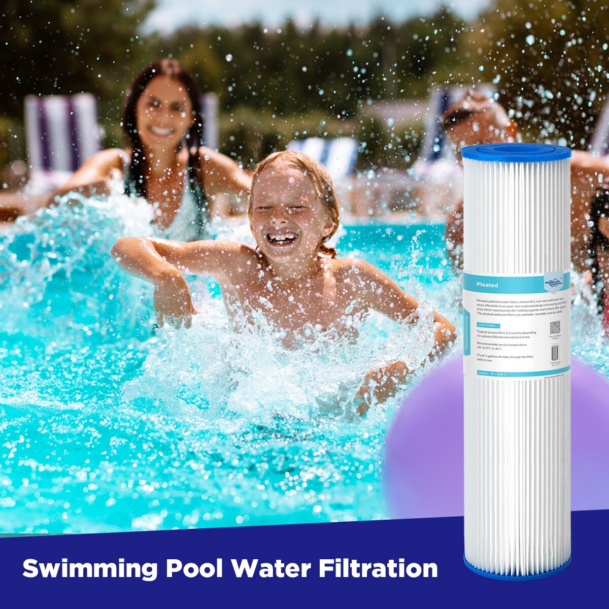 Standard 10″x2.5″ Washable Pleated Whole House PP Sediment Water Filter 5 Micron