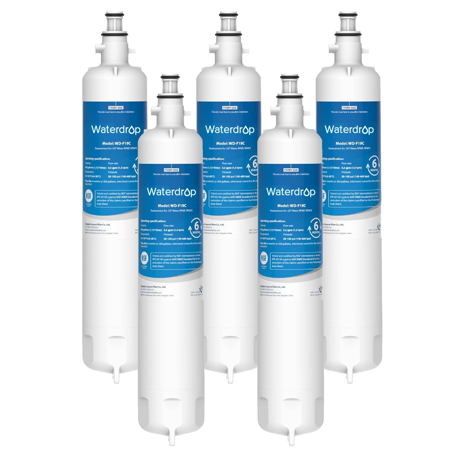 Waterdrop Refrigerator Water Filter, Replacement for GE® RPWFE (With Chip), 5