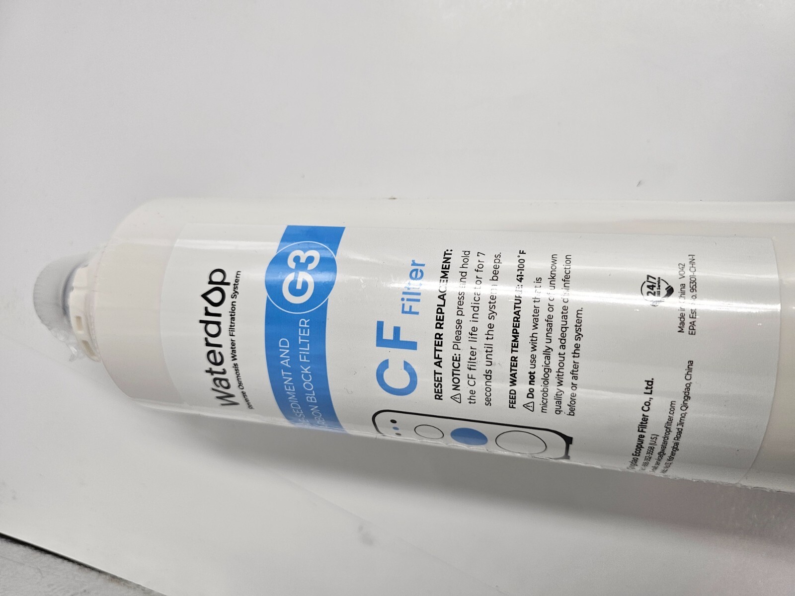 Waterdrop Pre-Sediment & Carbon Block Water Filter B-WD-G3-N1CF CF Filter White