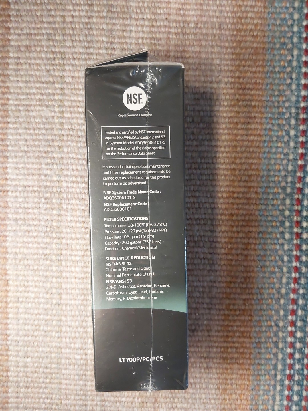 New Genuine LG LT700P/PC/PCS Refrigerator Replacement Water Filter ADQ360061