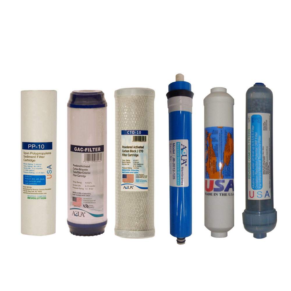 Full 6 stage Reverse Osmosis Replacement Filter set with 50/75/150 GPD membrane