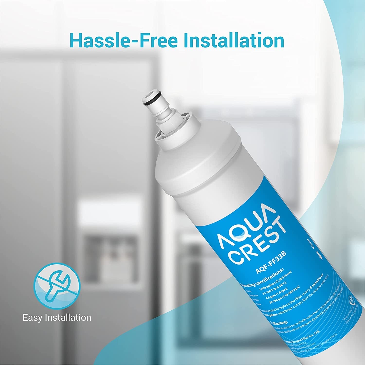 AQUA CREST GXRTQR Inline Water Filter, replacement for GE® GXRTQR, NSF Certified