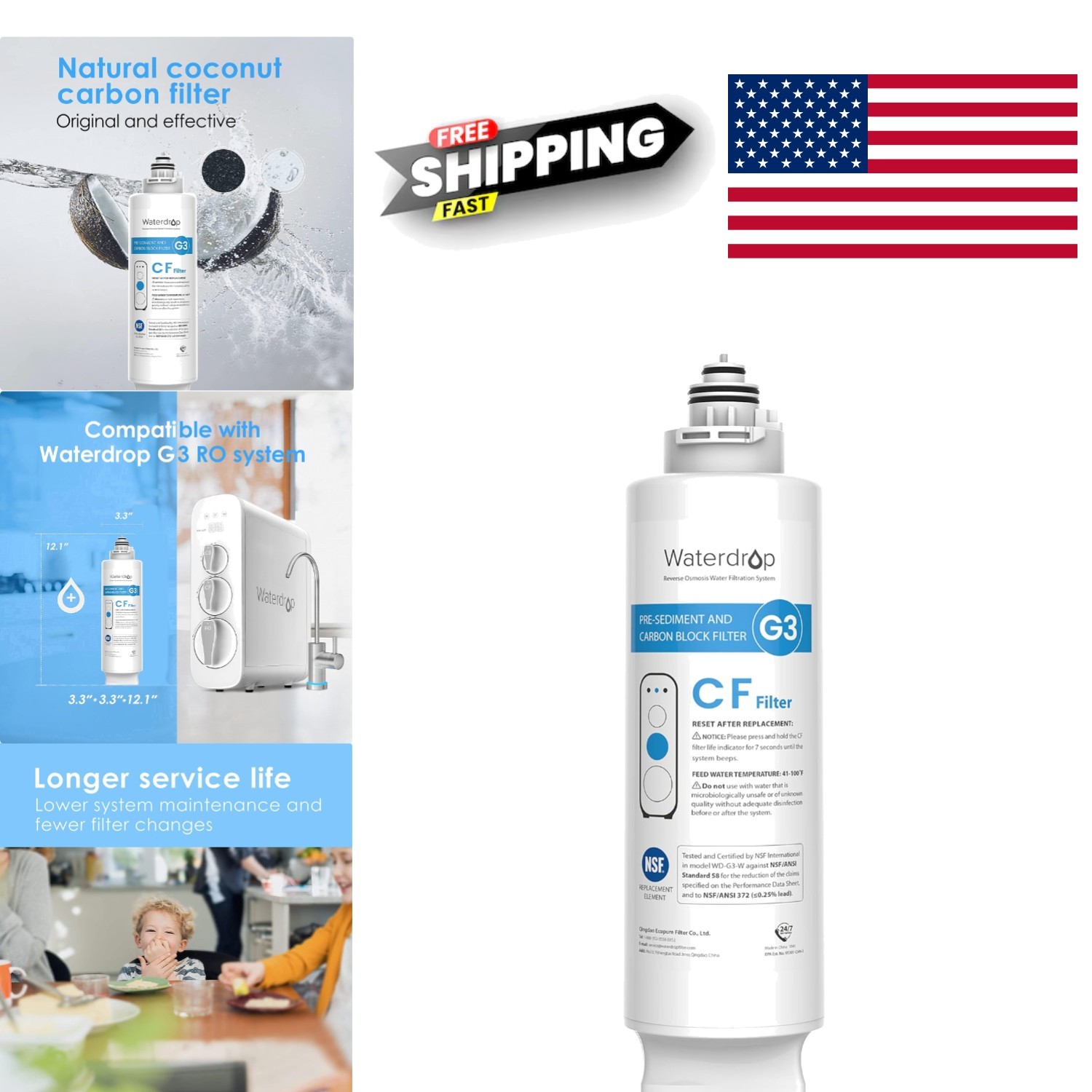 Activated Carbon Filter for G3W G3P600 G3P800 Improves Water Taste and Quality