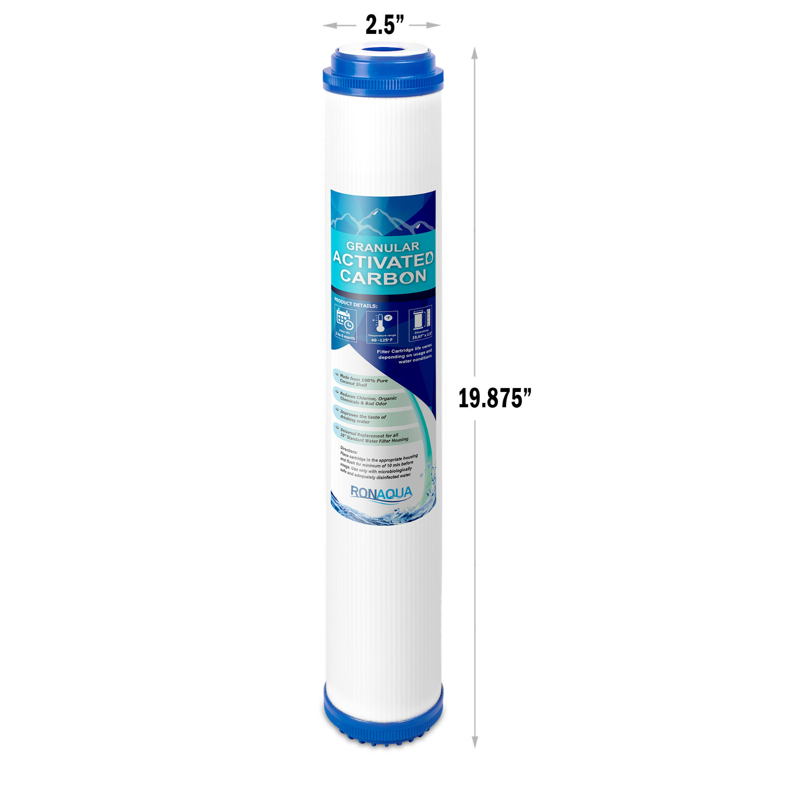 20″ x 2.5″ Granular Activated Carbon Water Filter Whole House Cartridge Set of 2