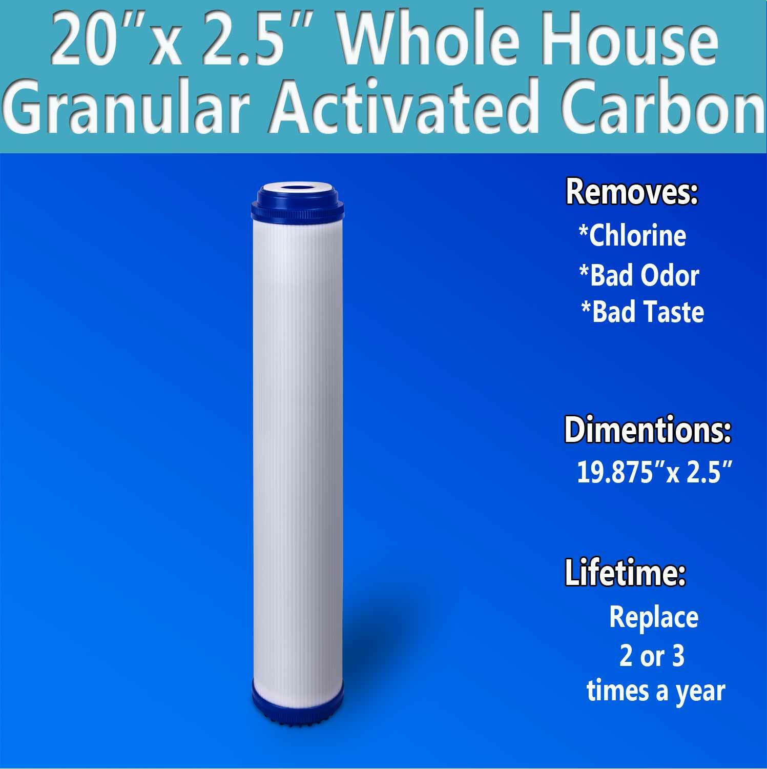 20″ x 2.5″ Granular Activated Carbon Water Filter Whole House Cartridge Set of 2