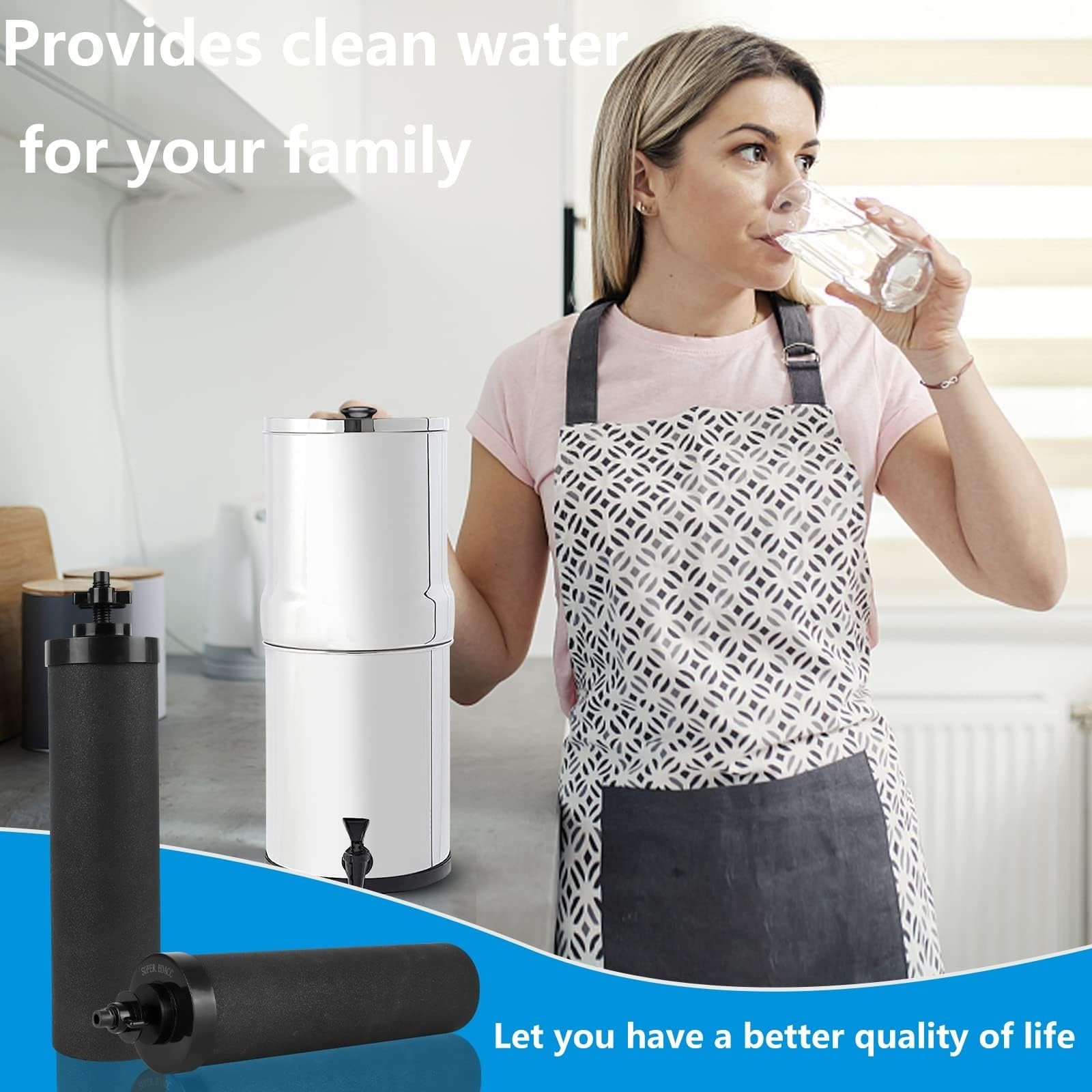 Silver Infused Water Filter Replacement for Black Carbon Block System, Pack of 4