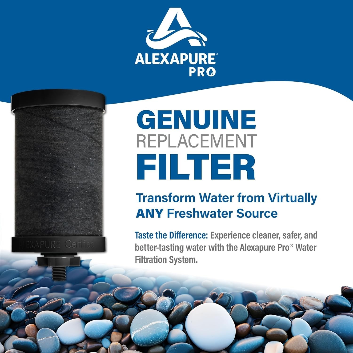 Genuine Alexapure PRO 2387 Replacement Water Filter 1 Filter Pack Black