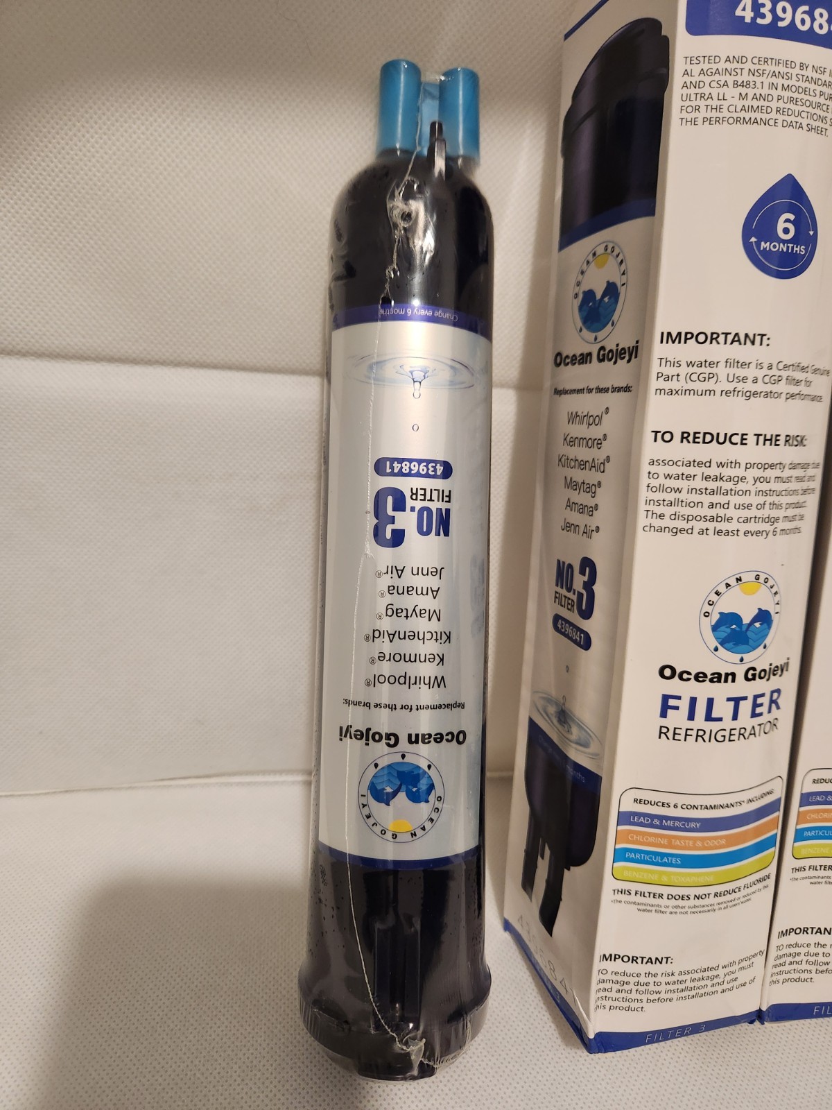 4x New Sealed Replacement Refrigerator Filter Model GP003 4396841 – Damaged Box