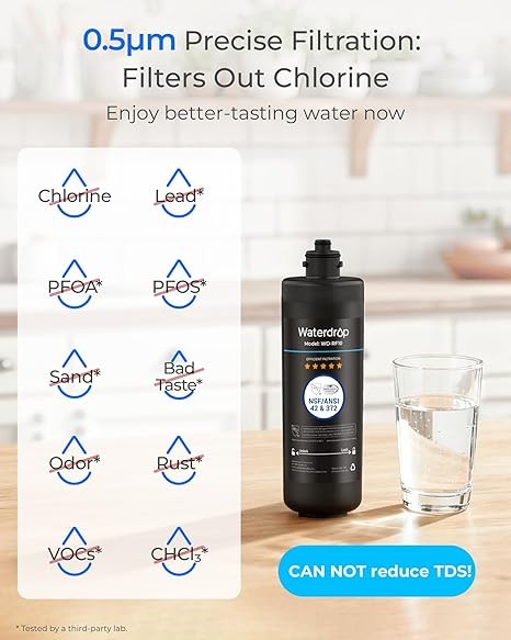 Waterdrop RF10 Replacement for 10UA/10UB Under Sink Water Filter, 3 PACK