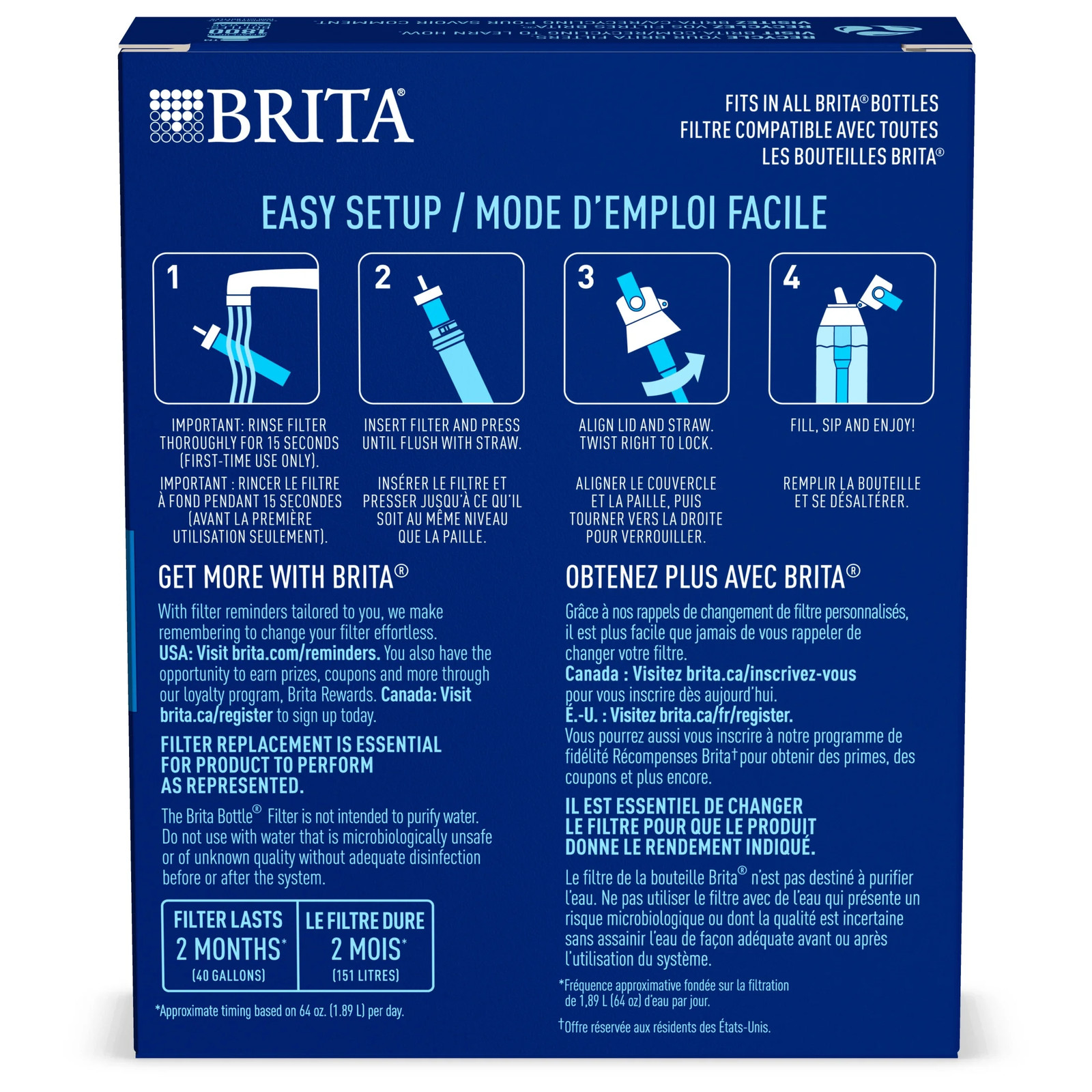 Premium Water Bottle Filter Replacements, 3 Count
