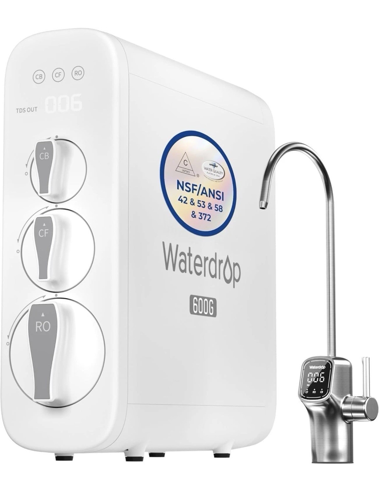 Waterdrop G3P600 Reverse Osmosis System – 8-Stage, Tankless, NSF Certified