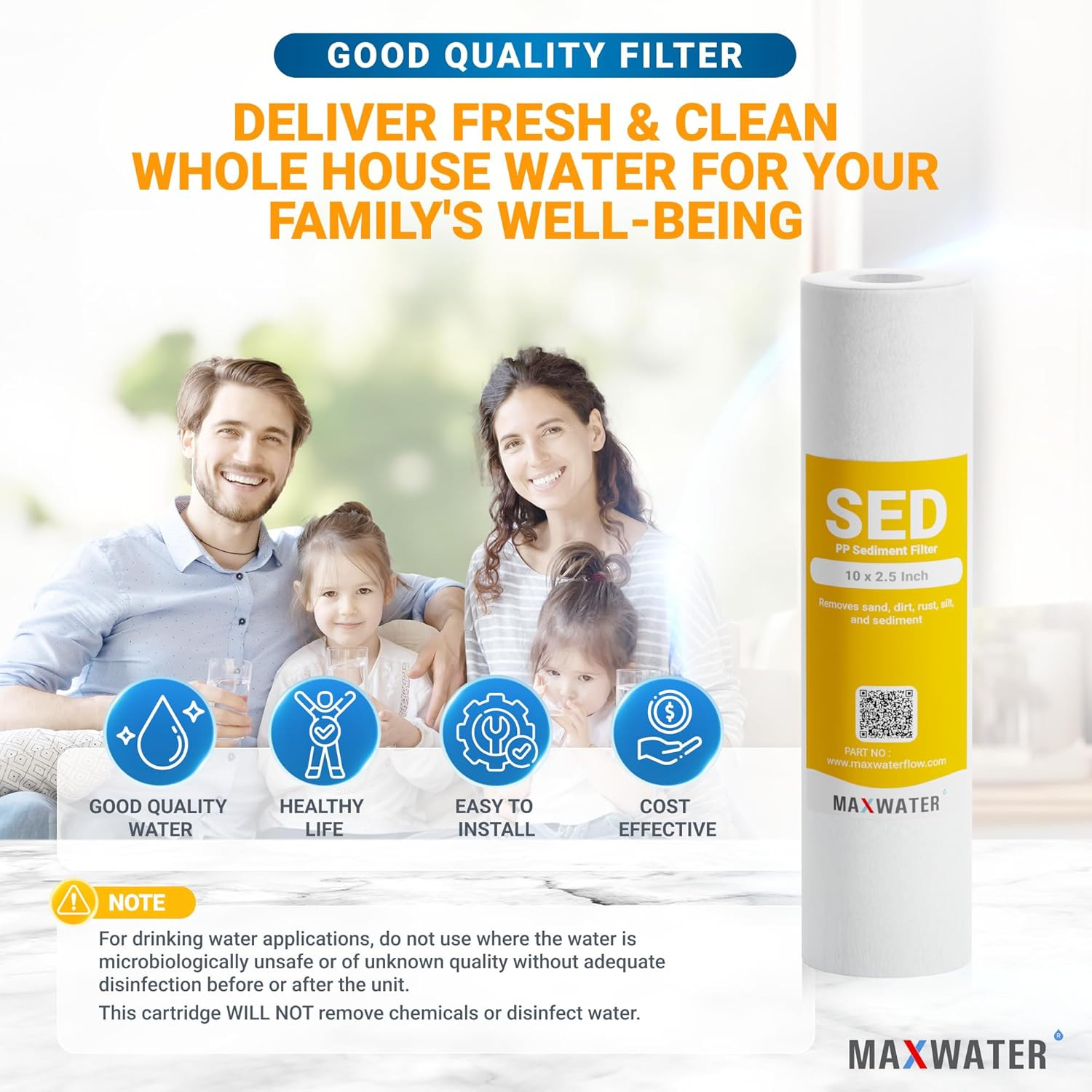 10 Inch X 2.5 Inch, 5 Micron Replacement Sediment Water Filter Cartridge for Who