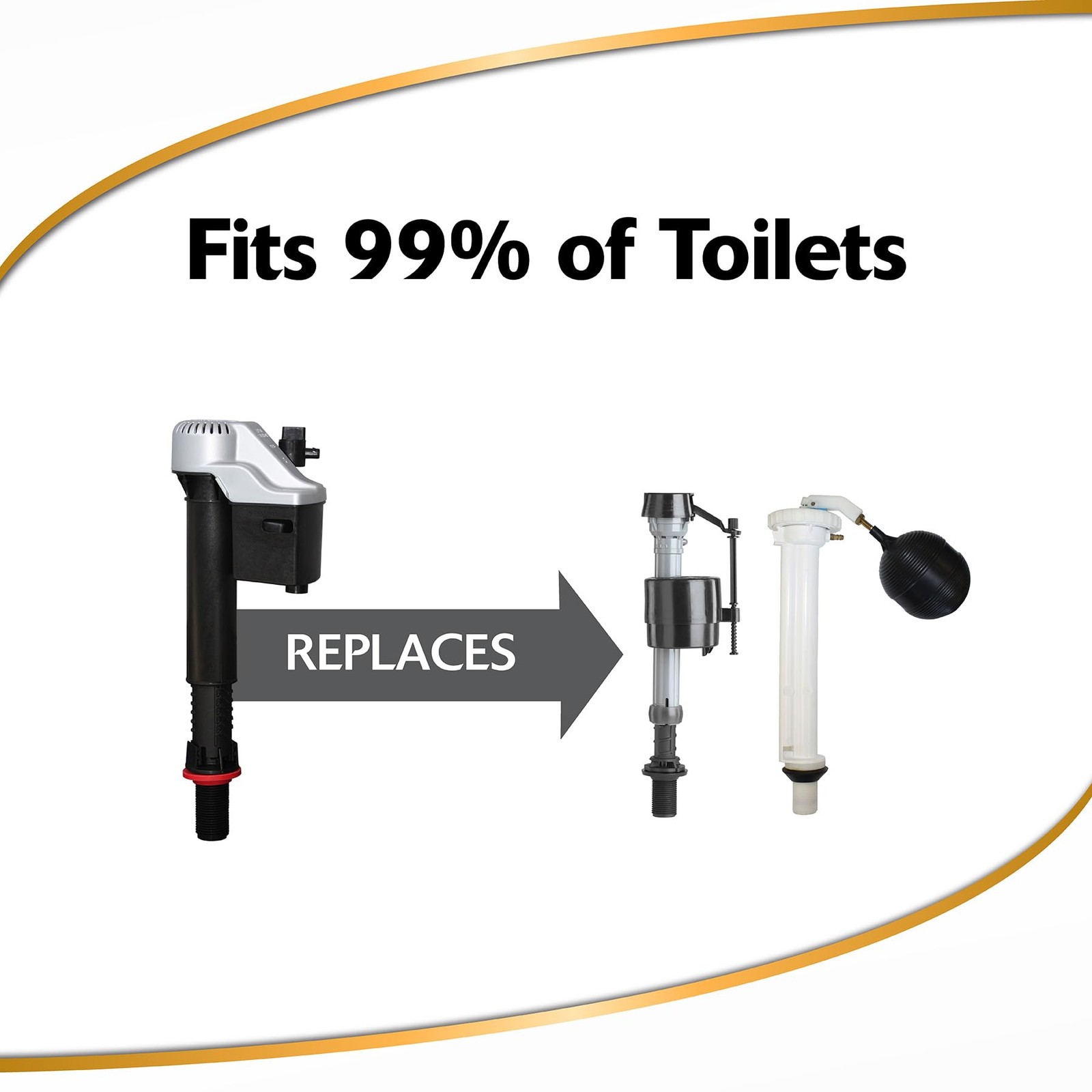 QuietFILL Platinum Toilet Fill Valve Universal Fits 99% of Toilets Easy Hei…