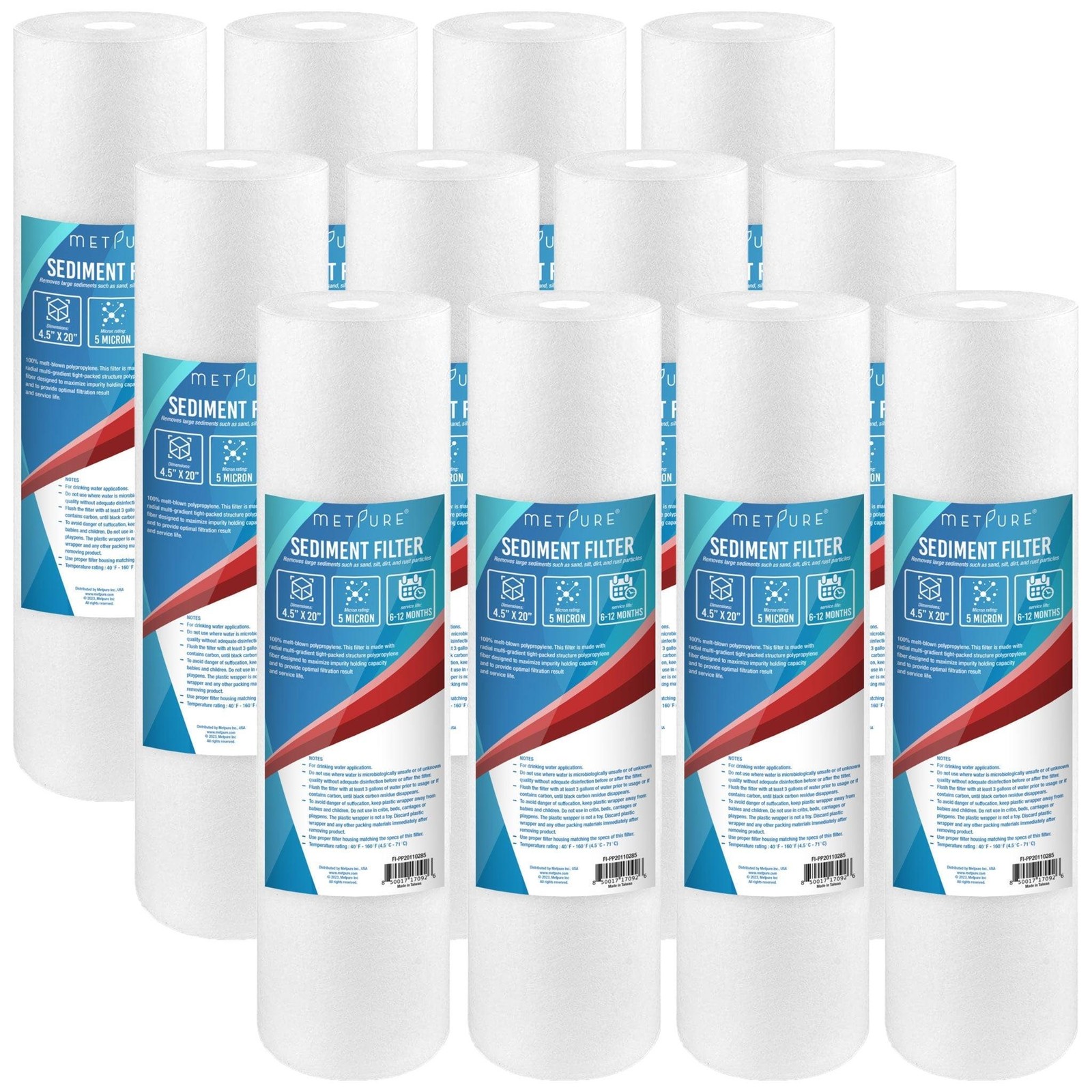 1 to 18 PACK 20″ x 4.5″ Whole House PP Sediment Water Filter Cartridges 5 Micron