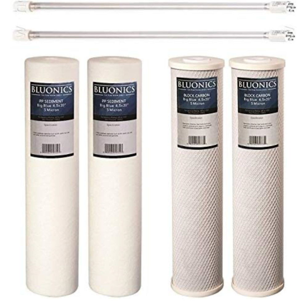 Bluonics Ultraviolet Light + Sediment & CTO Carbon Filter Set for Well Purifier