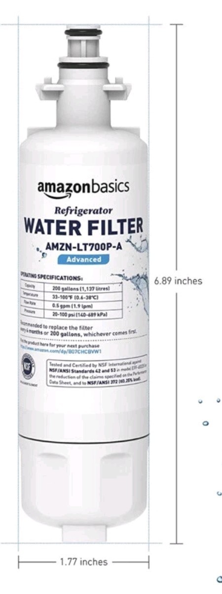 AmazonBasics LT700P-A Replacement Refrigerator Water Filter