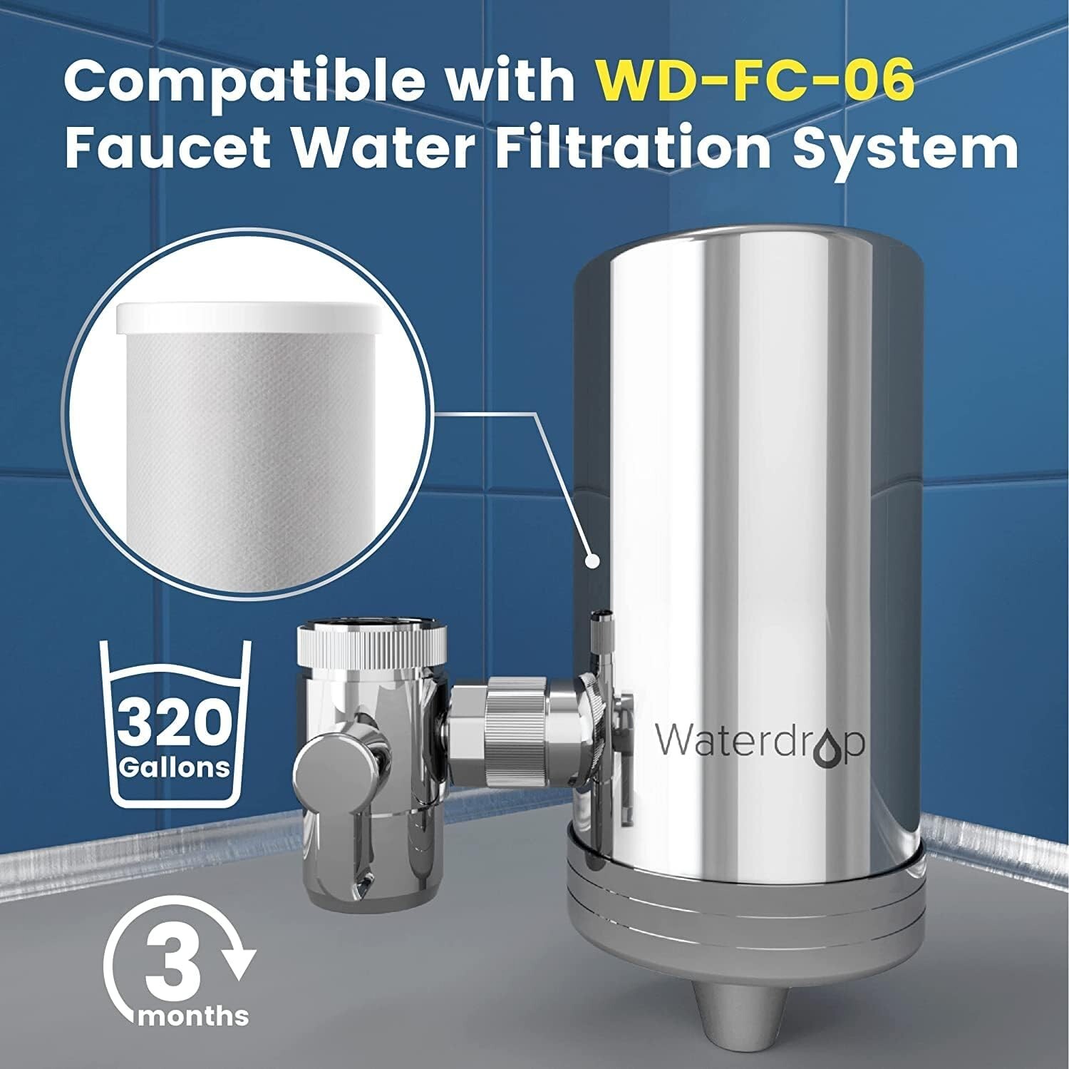 Waterdrop Replacement Faucet Filter, Replacement for WD-FC-06