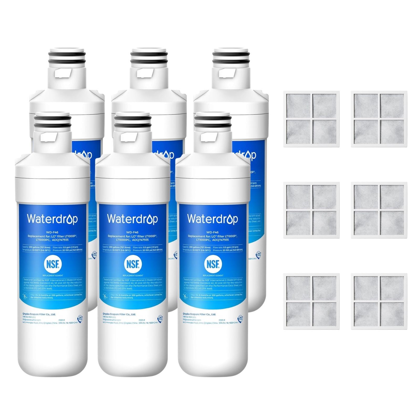 Waterdrop F46A01 Refrigerator Water & Air Filter Replacement for LG® LT1000P®(6)