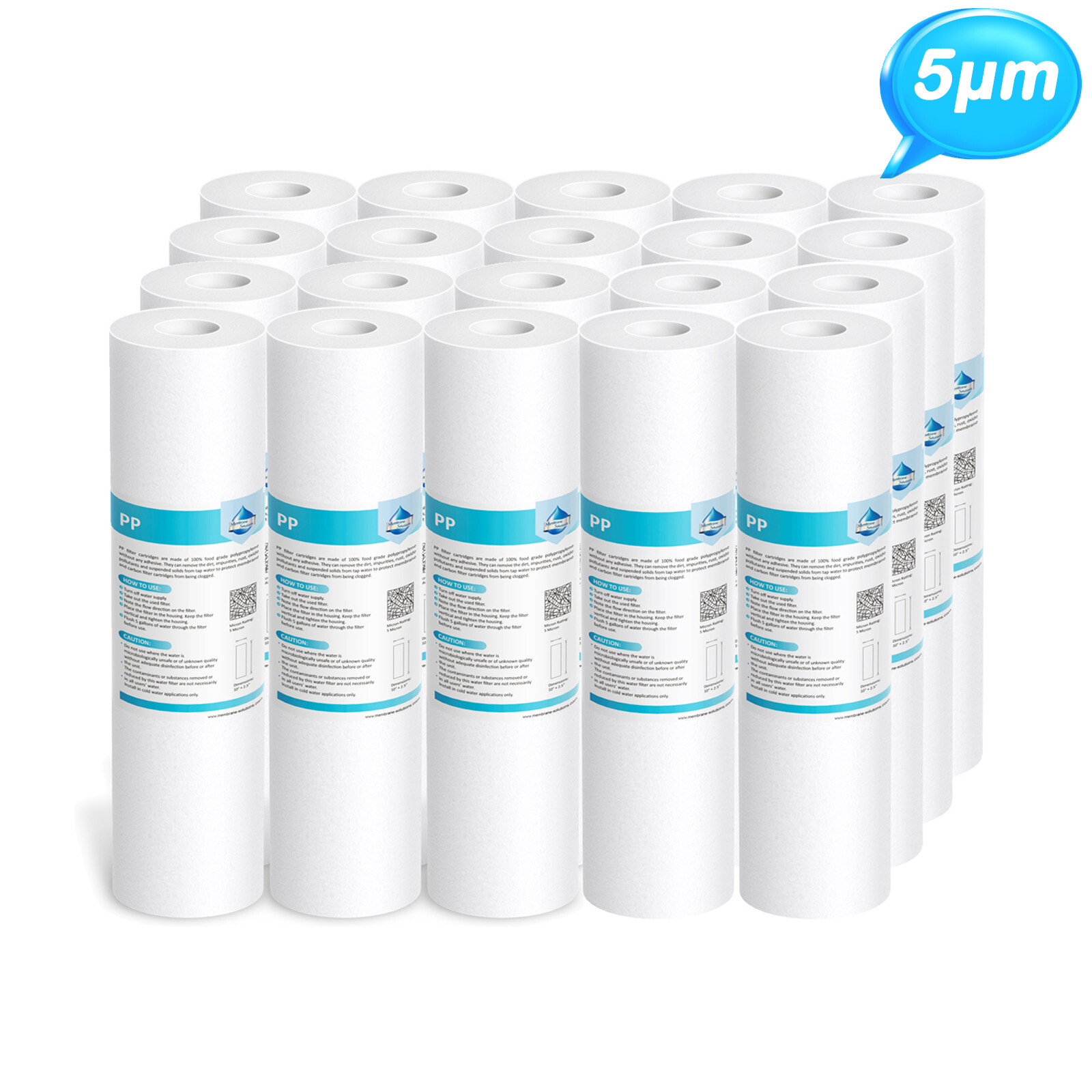 20 PACK 5 Micron Sediment Water Filters Cartridge For Reverse Osmosis 10″ x 2.5″