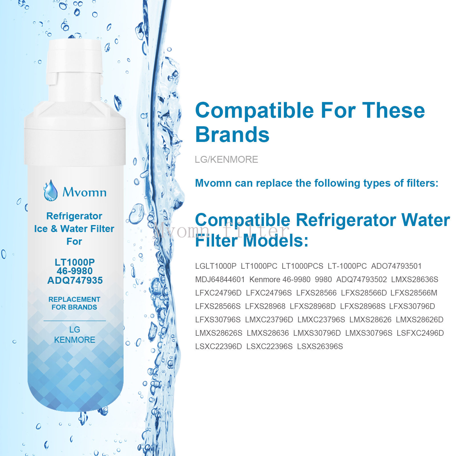 1 PACK Replacement Refrigerator Refresh Water Filter LG LT1000P NSF42 ADQ747935