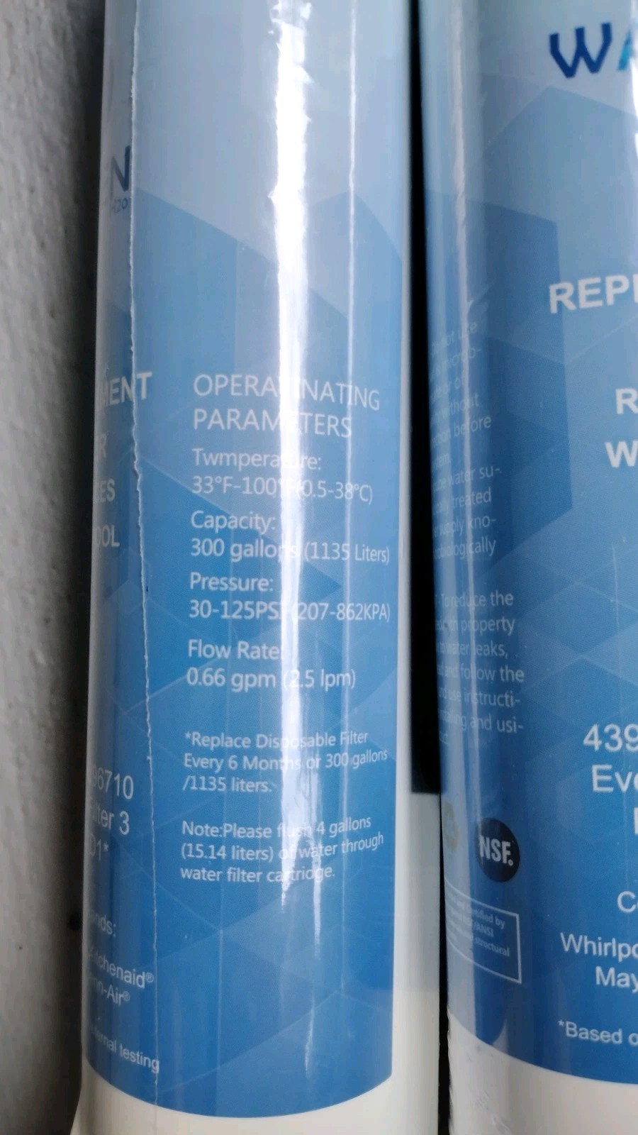3x Waten H20 4396841 *4396710 Water Replacement Filter 3 EDR3RXD1