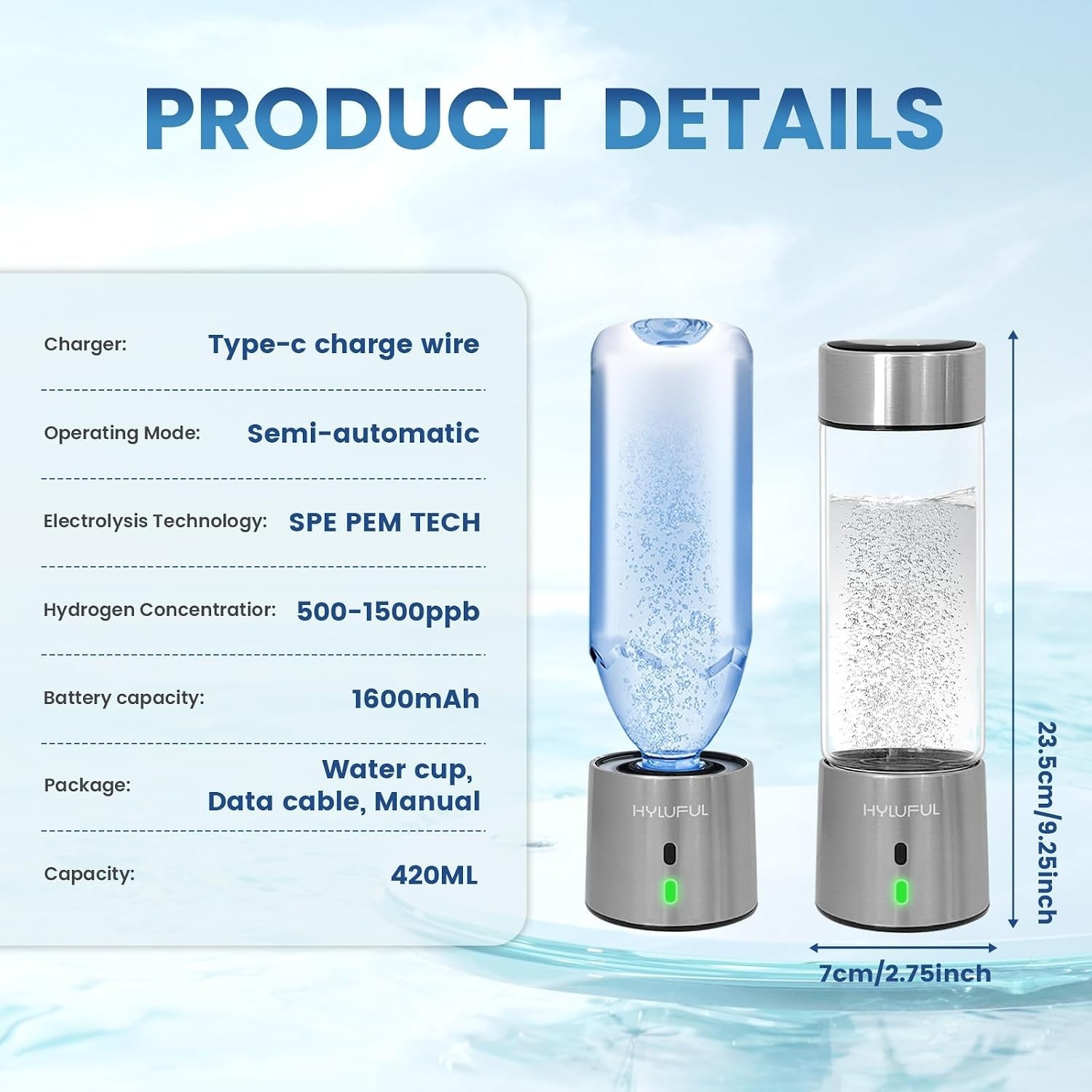 2026 Upgraded Hydrogen Water Bottle, 2400 Hydrogen Water Bottle Generator, Hydro