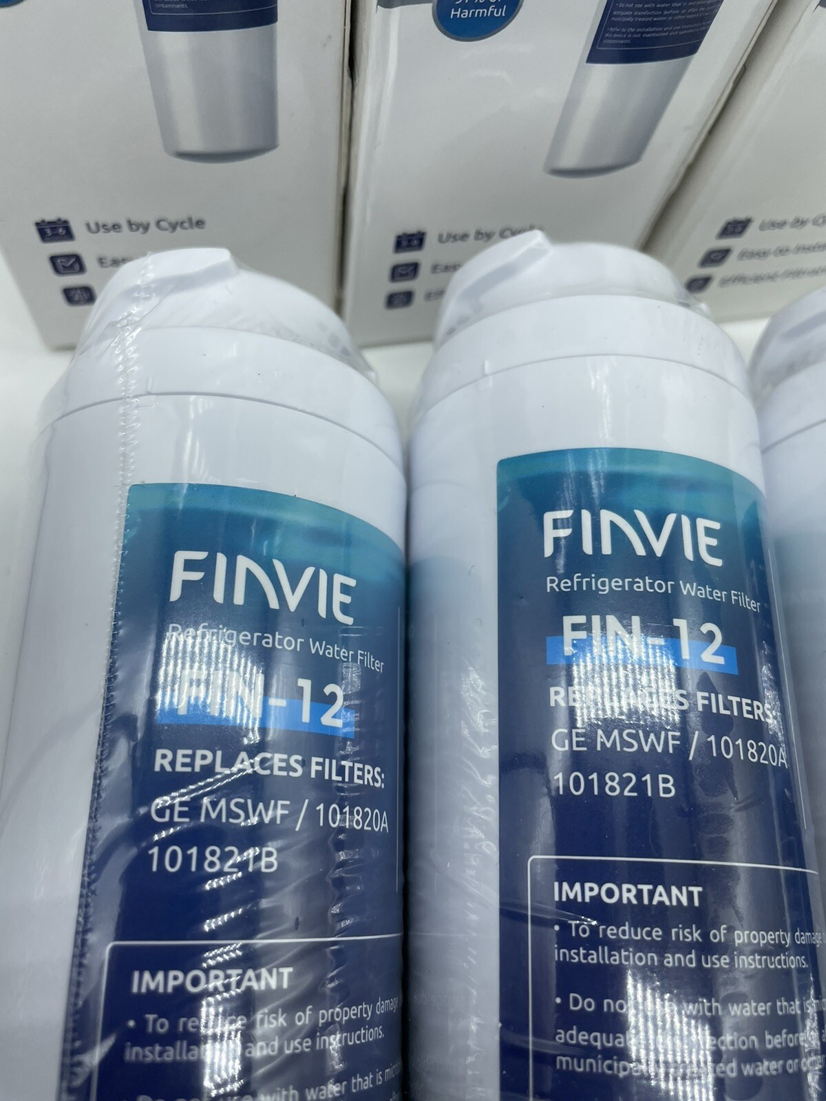 3 FINVIE FIN-12 Refrigerator Water Filters G-E MSWF 101820A 101821B New/ Sealed